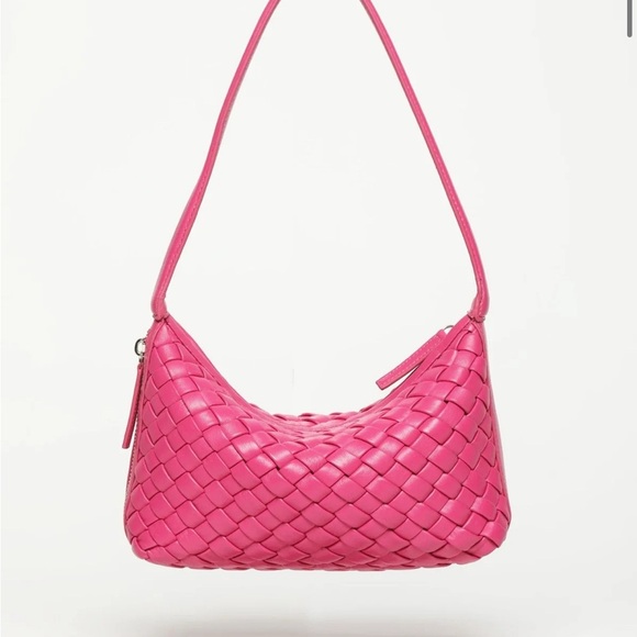 Walter Baker Hazel Shoulder Bright Pink Woven Satchel - Picture 3 of 9
